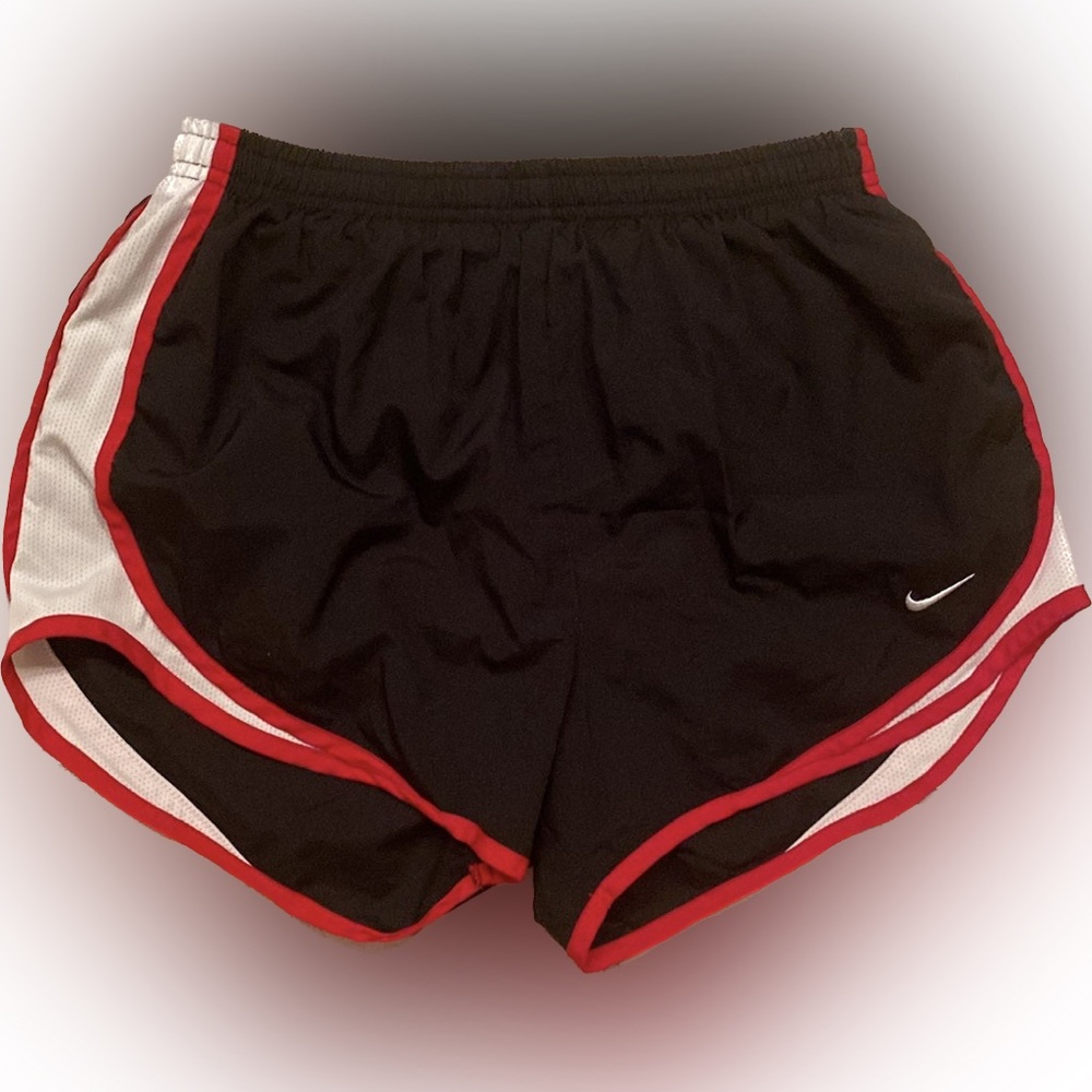 Women’s Nike Dri Fit Shorts in black with red and white size small